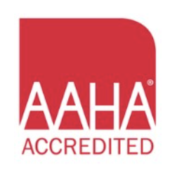 AAHA logo given only to accredited animal hospitals.